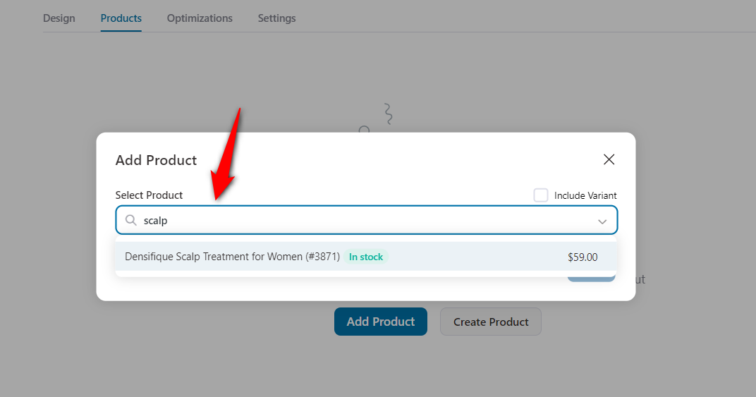 Search for the product you want to add to your WooCommerce custom order form
