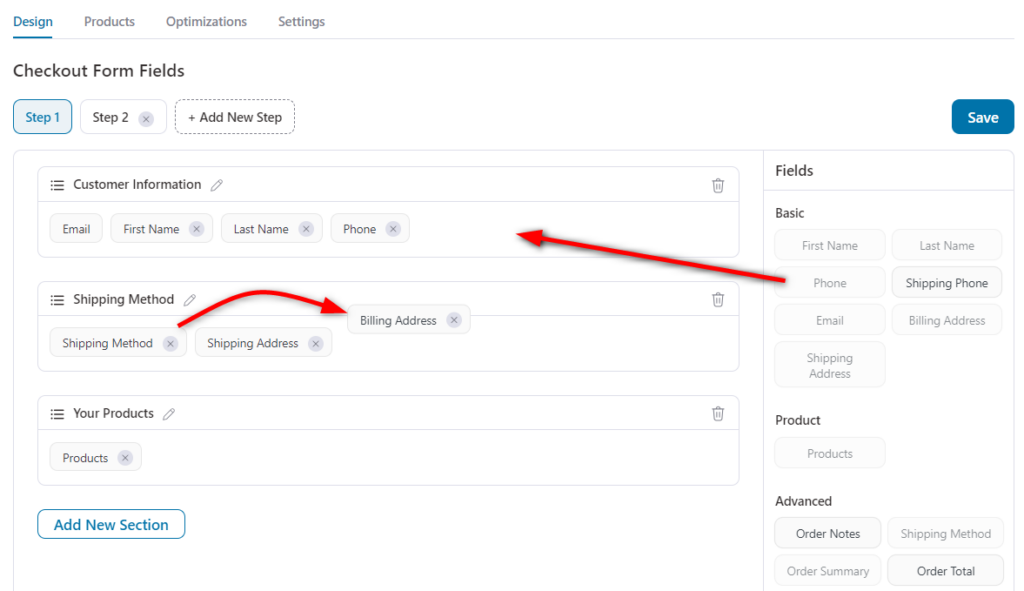 Re-order Form Fields Within a Section