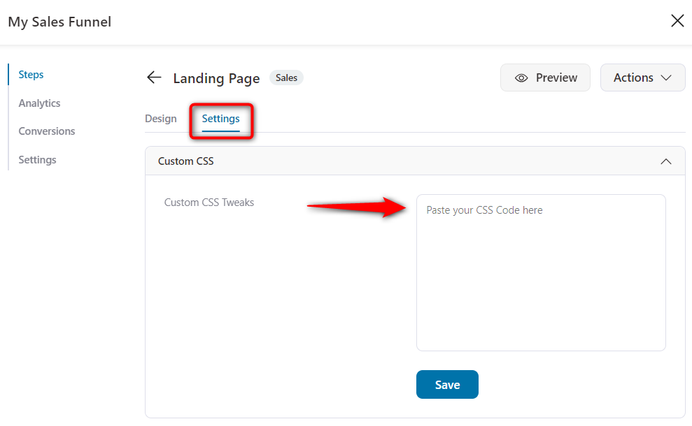 Custom CSS tweaks for Sales Page under FunnelKit global settings