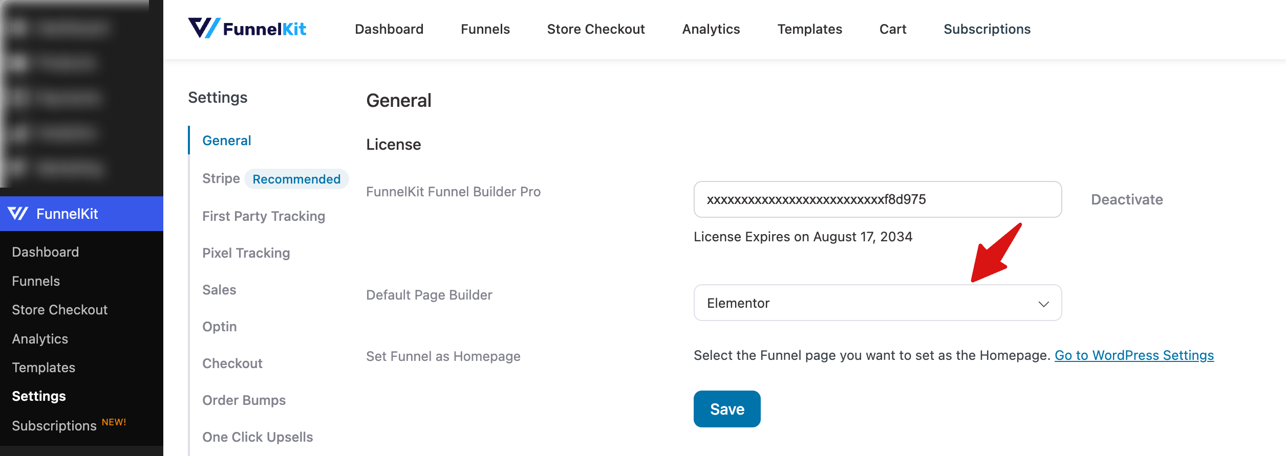 select elementor as default page builder to create sales funnel in WooCommerce