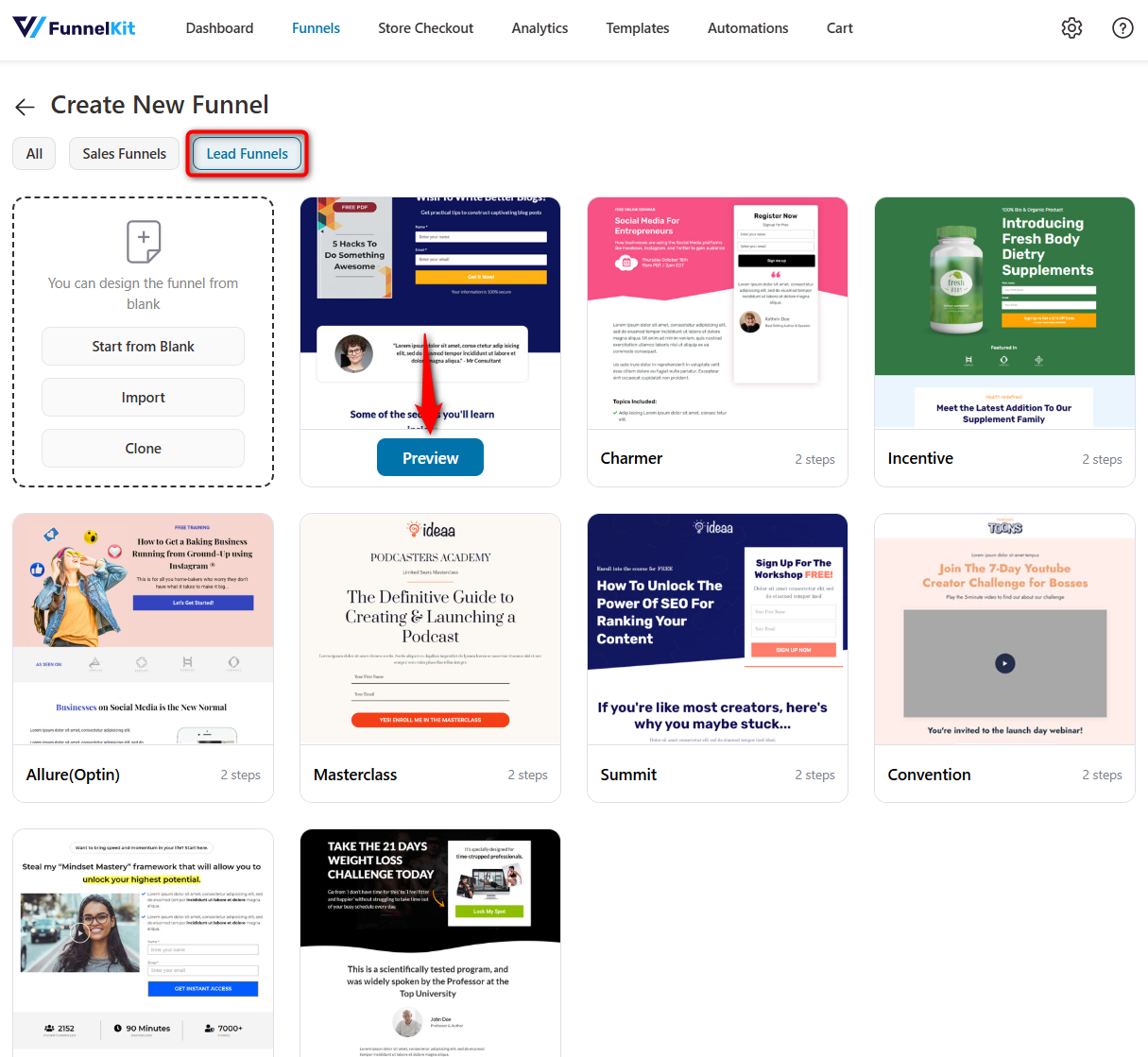 click preview enchant lead gen opt-in page template