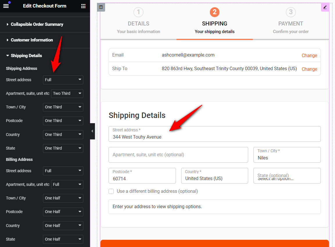 Customize woocommerce checkout page - edit the width of your billing and shipping address field