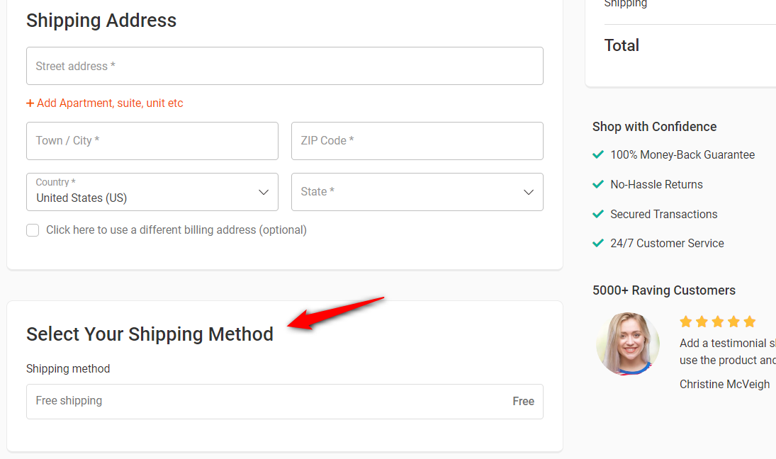Shipping method title updated on the checkout page