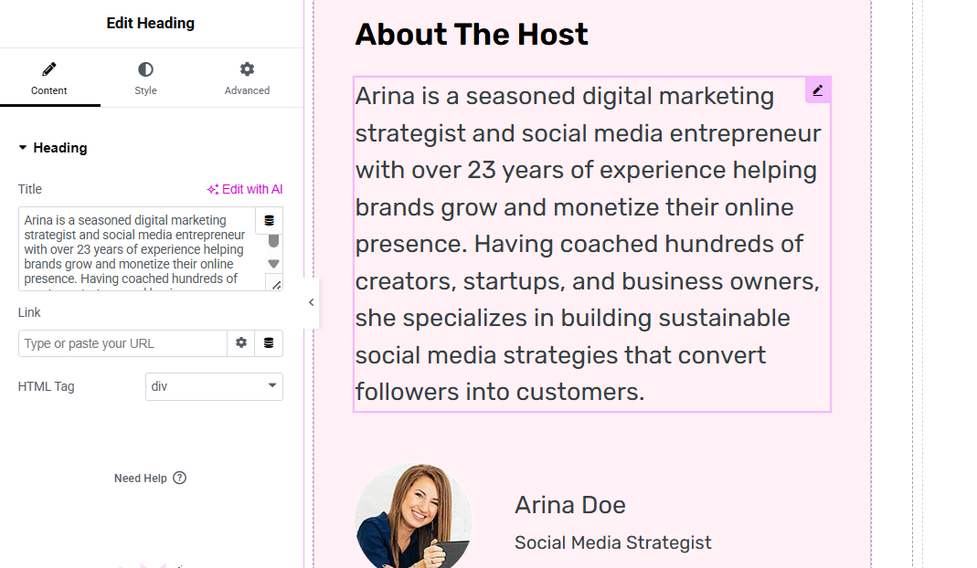 update about section