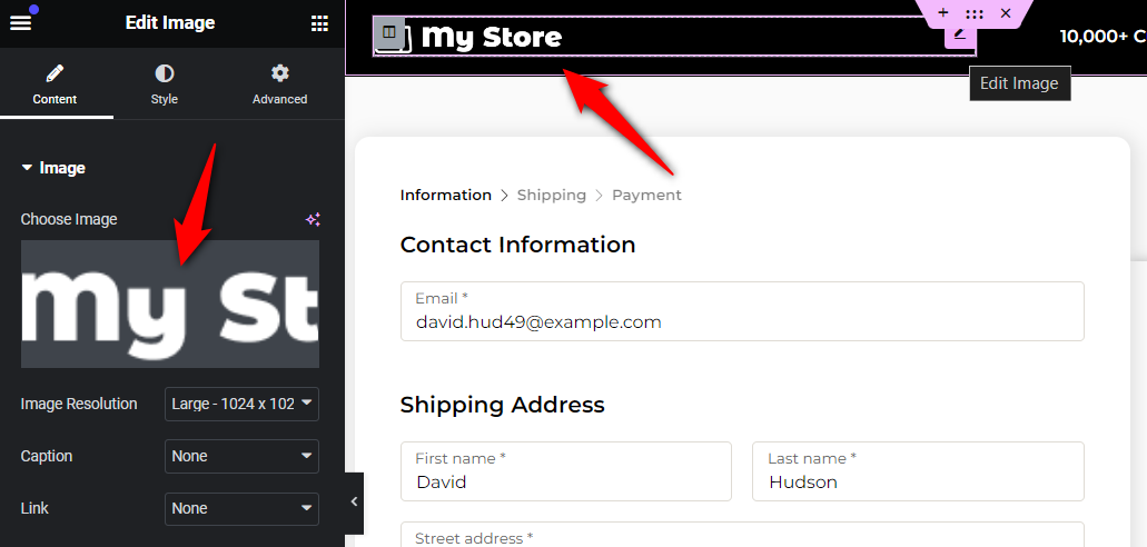 Customize the logo on your checkout page template
