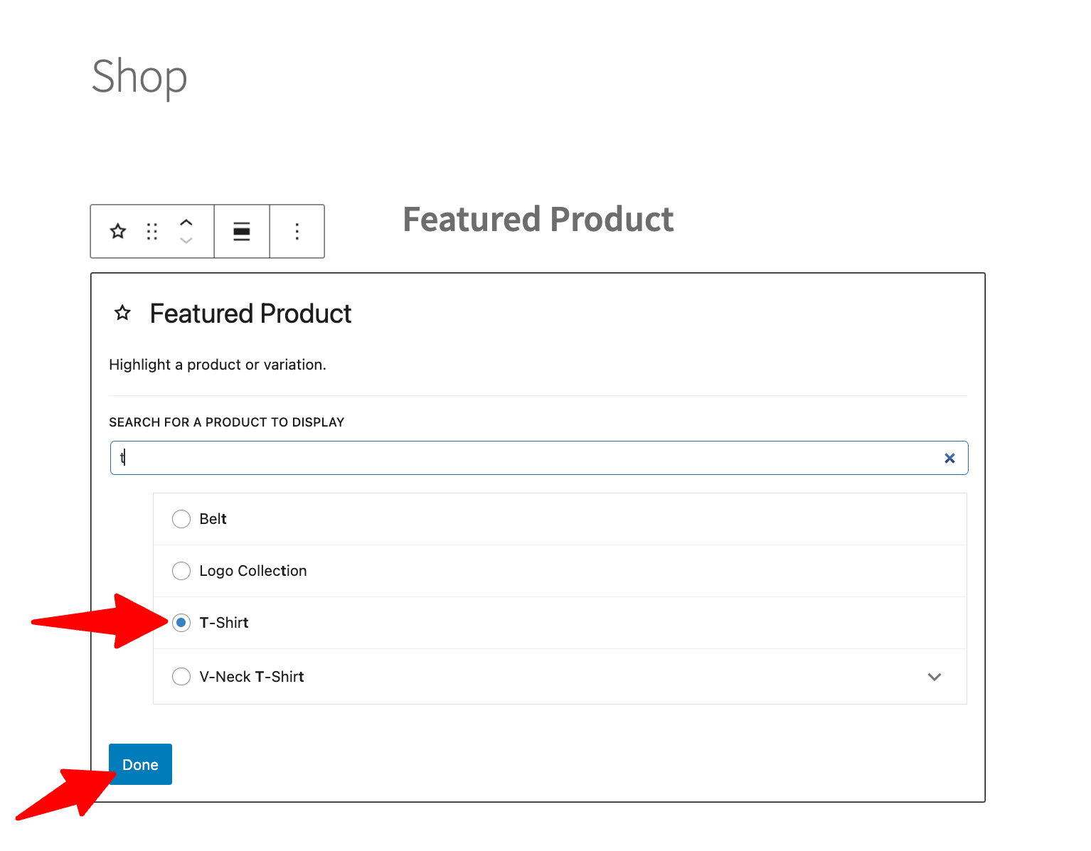 add featured product to widget