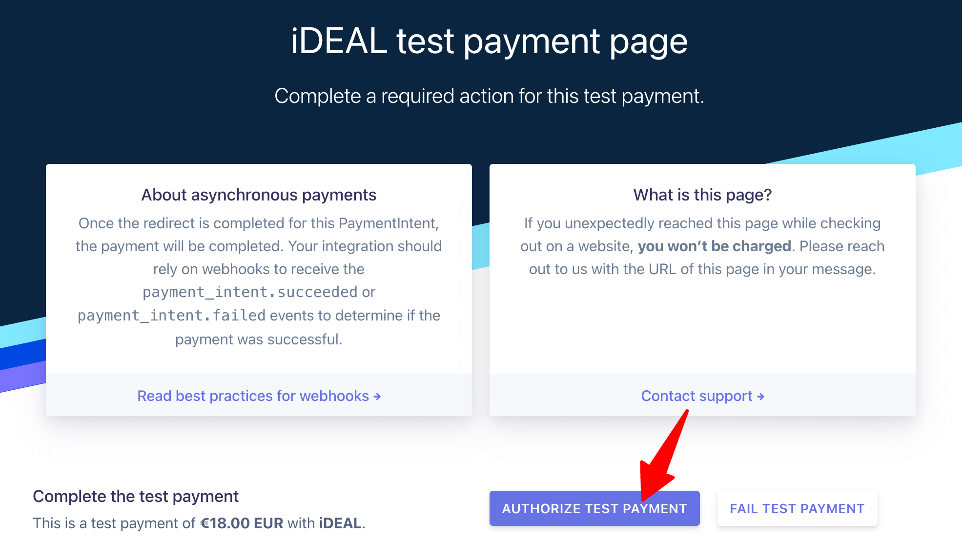 authorise test payment ideal payment gateway