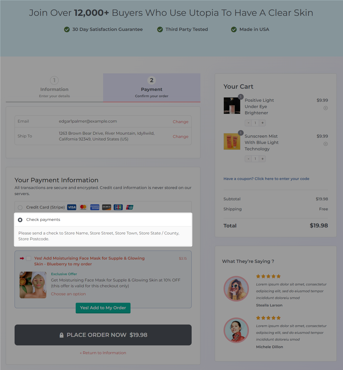 How to test woocommerce checkout and payments using check payments
