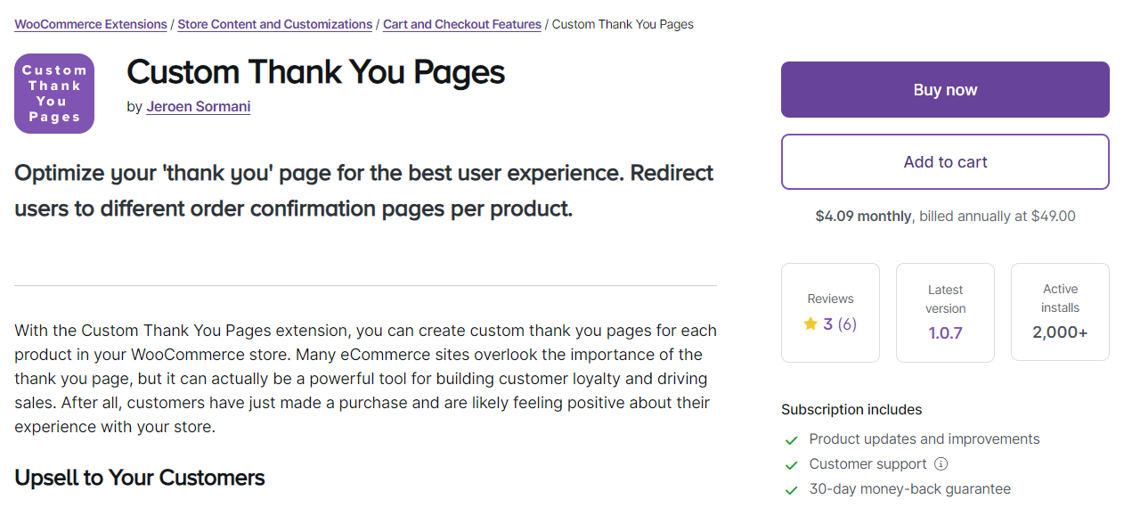Custom Thank You Pages plugin