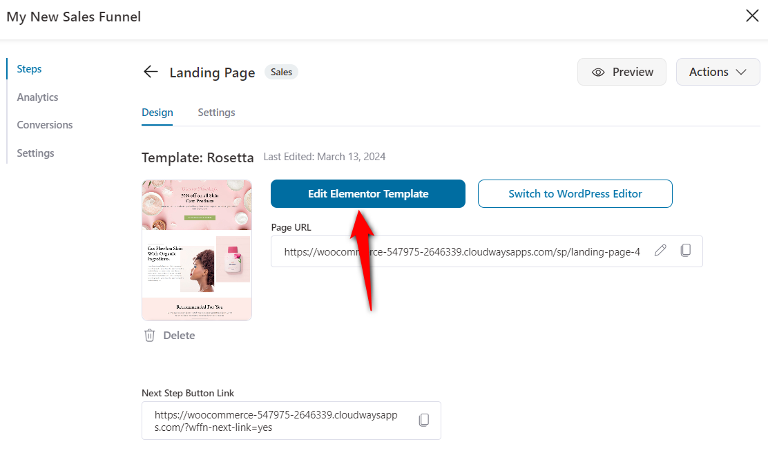 Edit your sales page with elementor - this is where you can add and customize your woocommerce buy now button