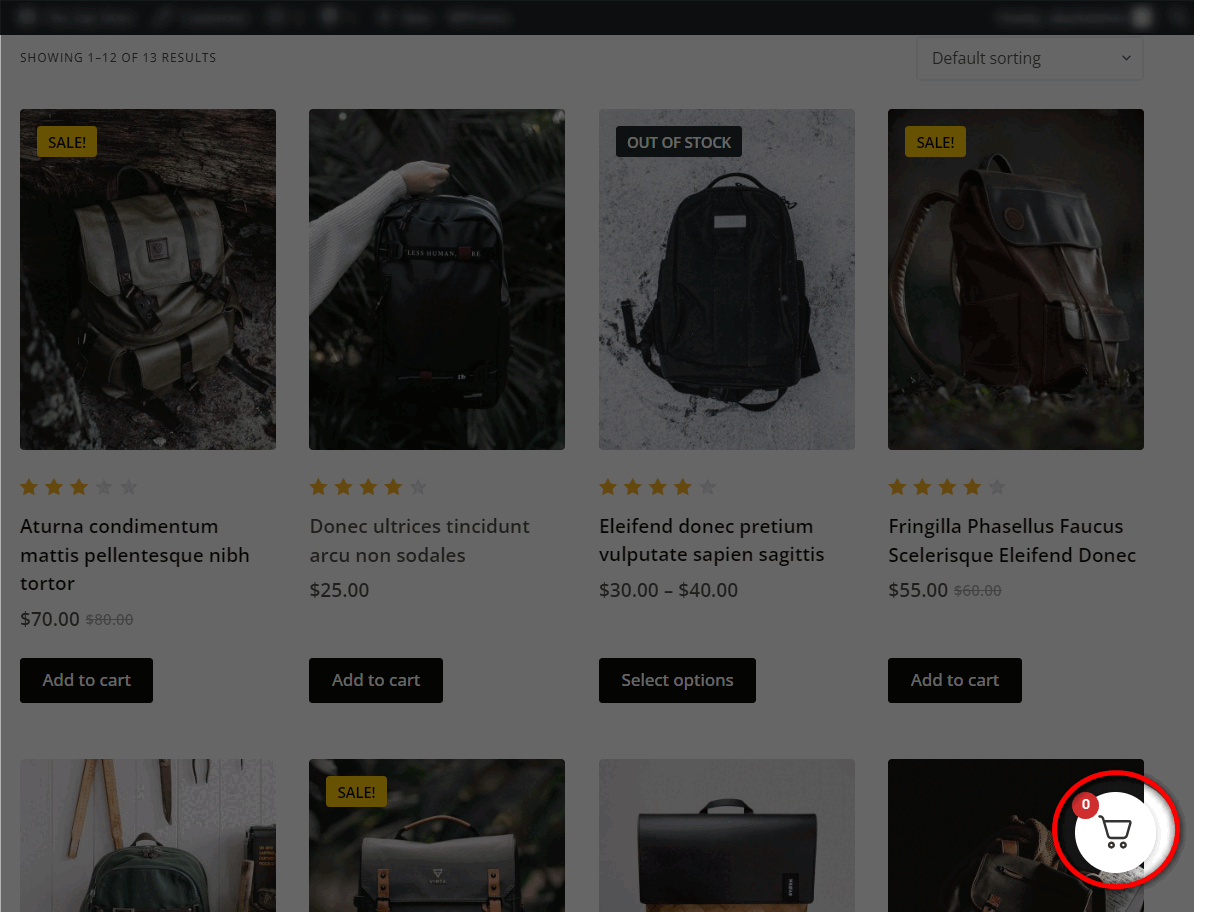 WooCommerce buy now functionality featured on the sliding shopping cart