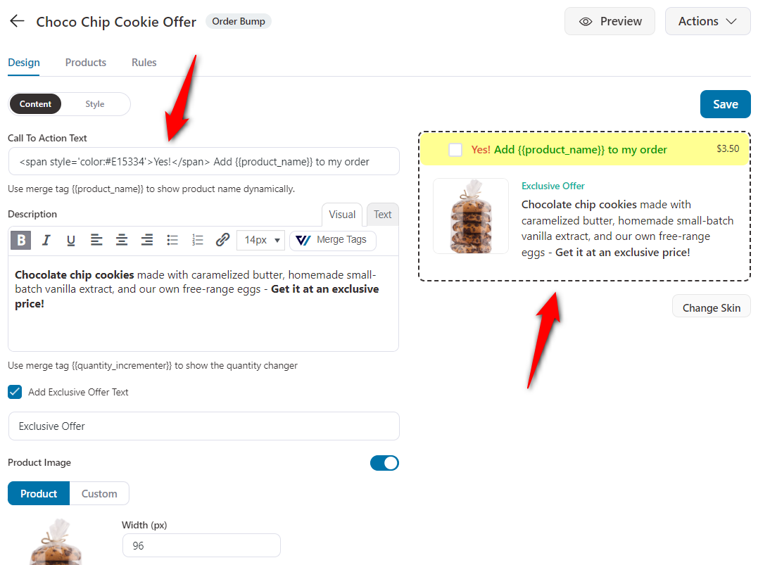 Customize the order bump copy and write a compelling title and description