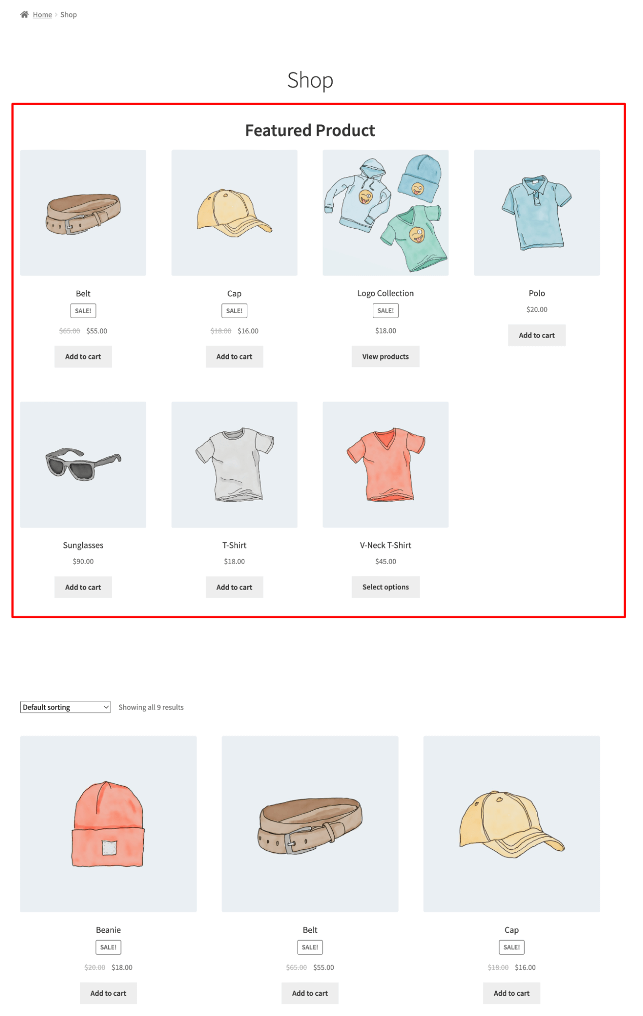 preview featured product on shop page