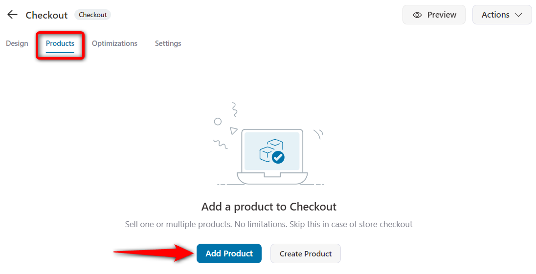 Go to Products tab and click on add product when customizing your checkout page