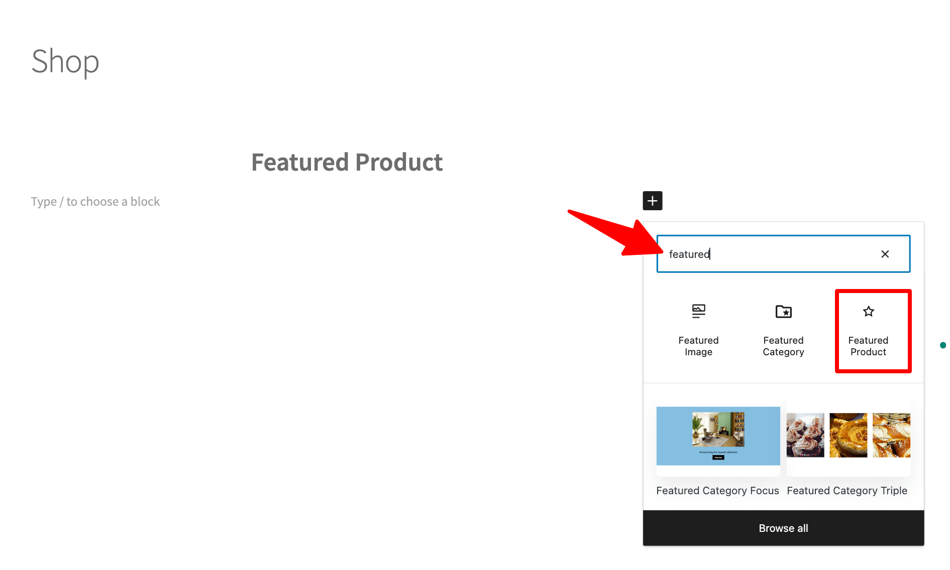 search for featured product widget