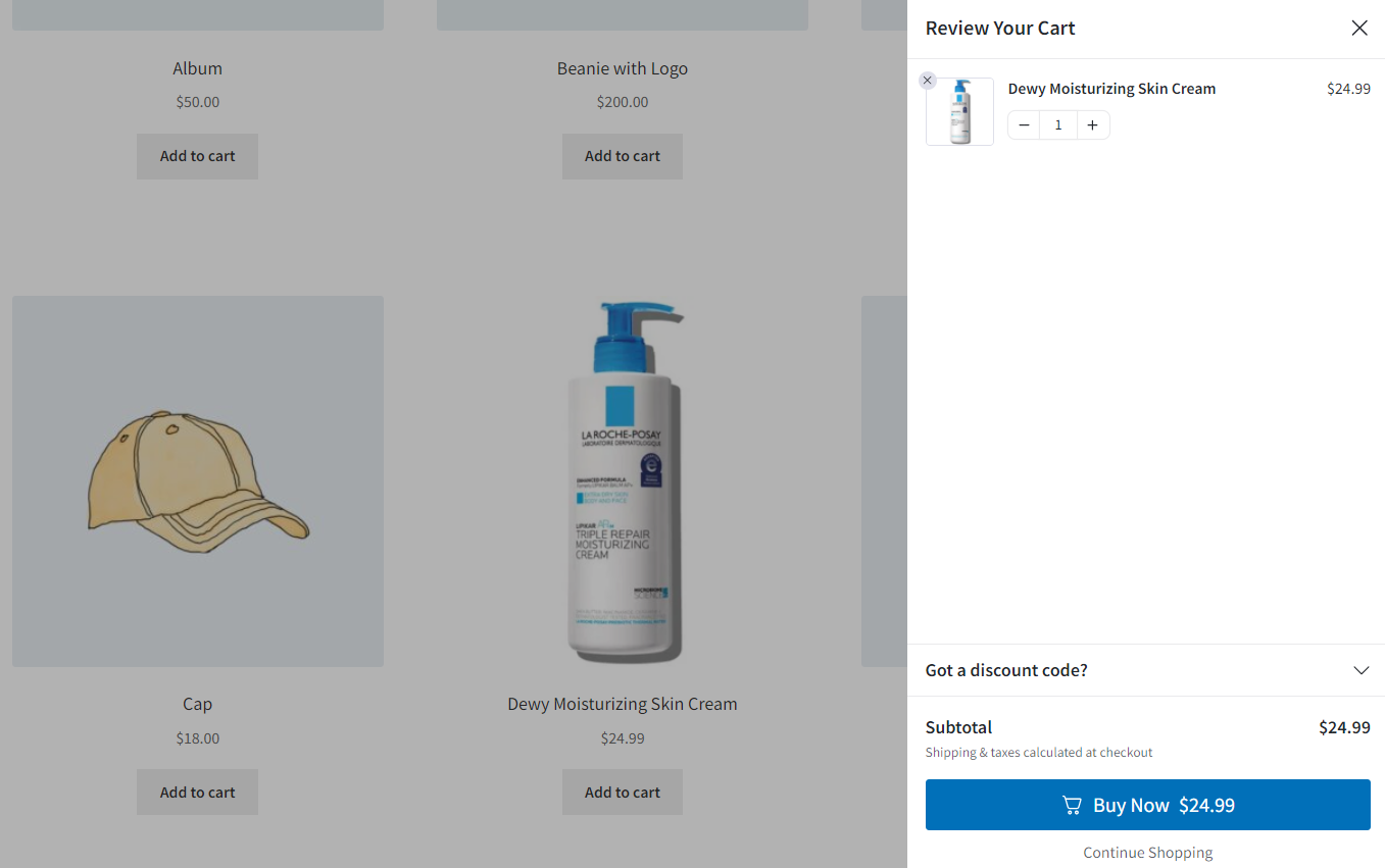 How to test woocommerce checkout - Add a sliding cart and update quantities, add items, remove items, etc.