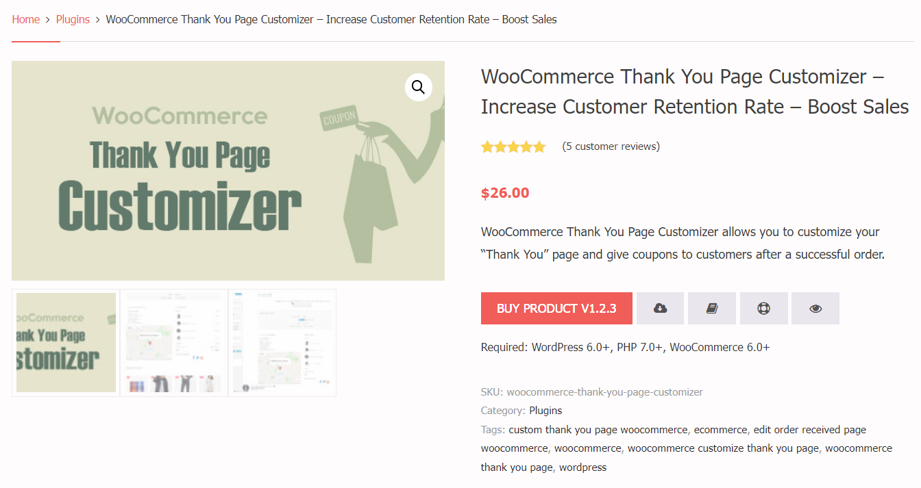 WooCommerce Thank You Page Customizer plugin