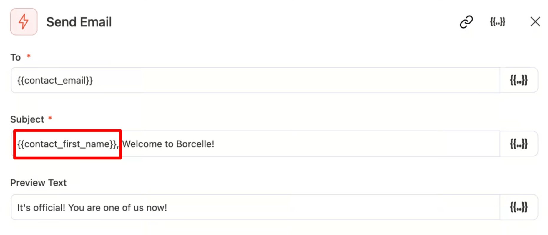 Subject and preview text for New User Registration Email in WordPress, personalzie with merge tag