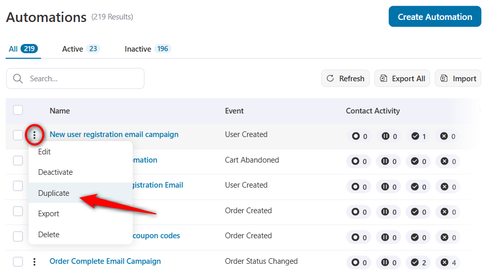 duplicate an automation to make its copy