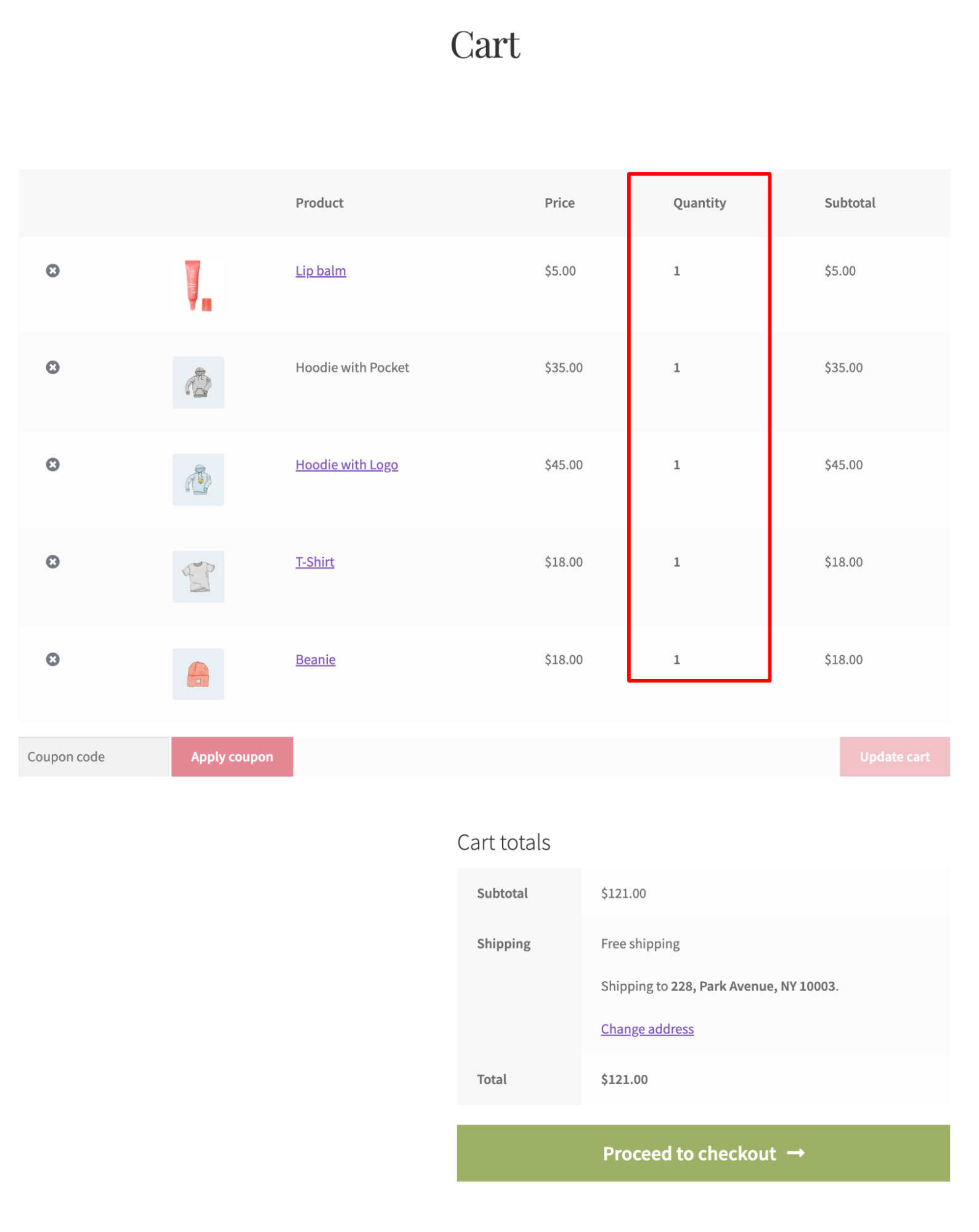 disable quanity change in cart in the cart page