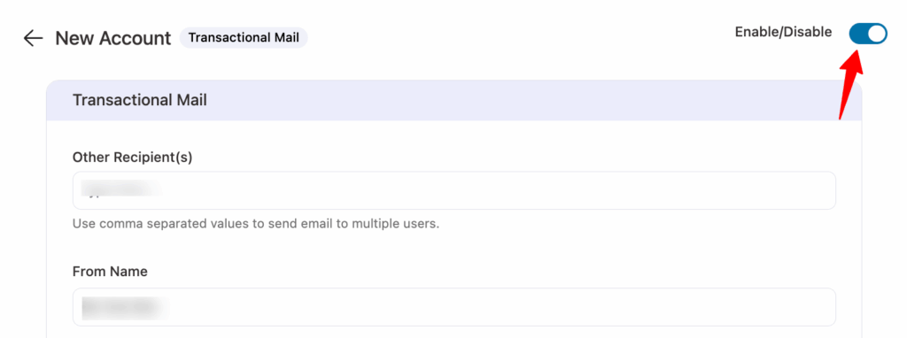enable the new account email