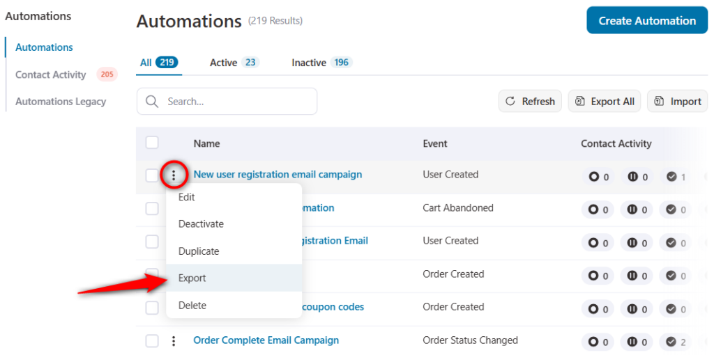 Export an automation