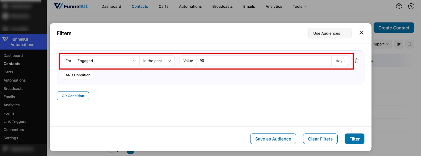 Filter engaged users by activity period