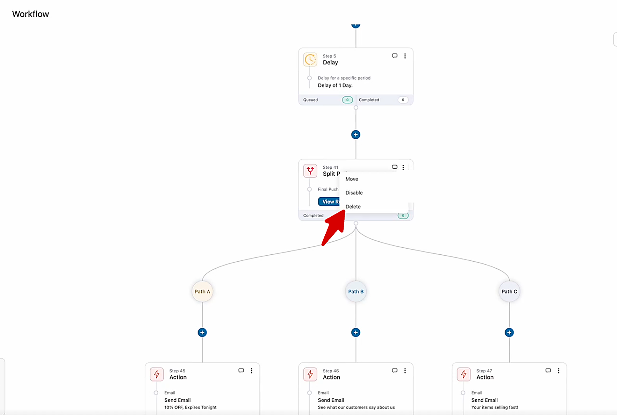 Delete Split dialog showing the option to remove all paths or a specific path