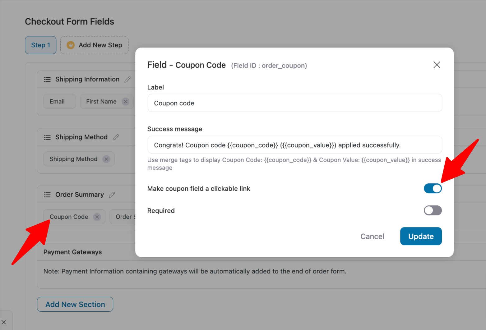 make WooCommerce checkout coupon field clickable