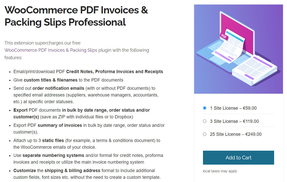WooCommerce PDF Invoices & Packing Slips Professional plugin by WP Overnight