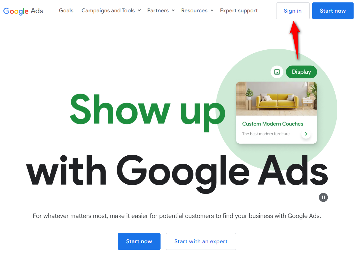 Sign in to your Google Ads account