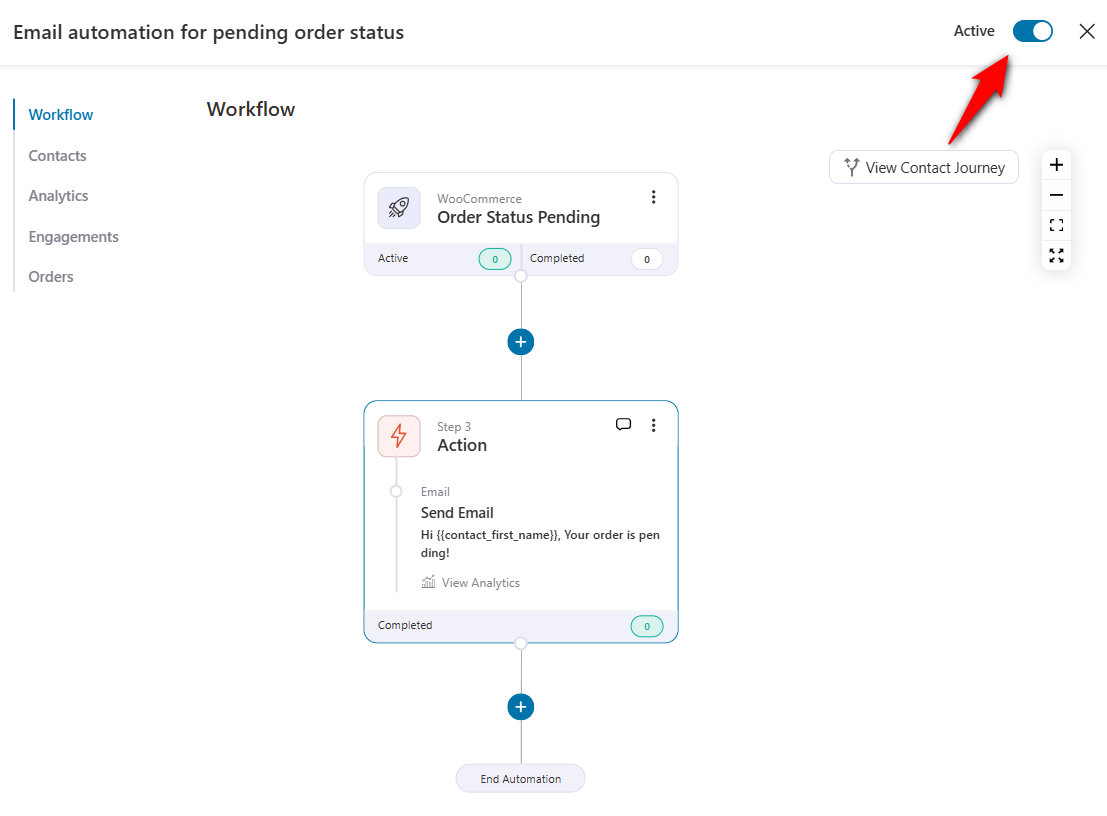 Activate your woocommerce order notification email automation to make it live