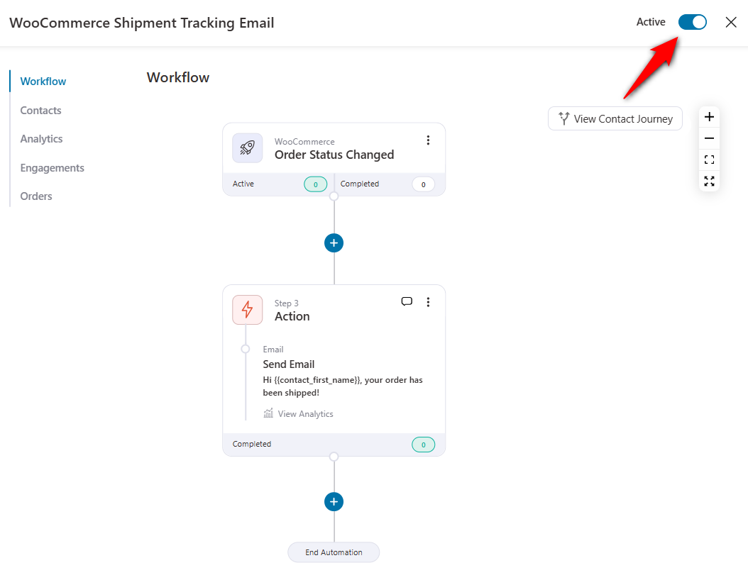 Turn the toggle to active to make your woocommerce shipping automation go live