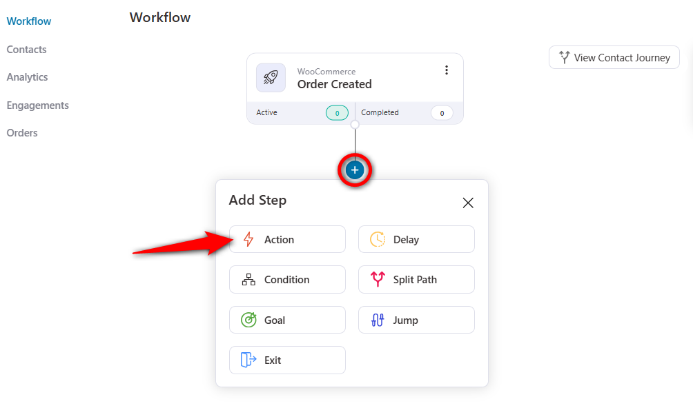 Add the action step to your automation workflow