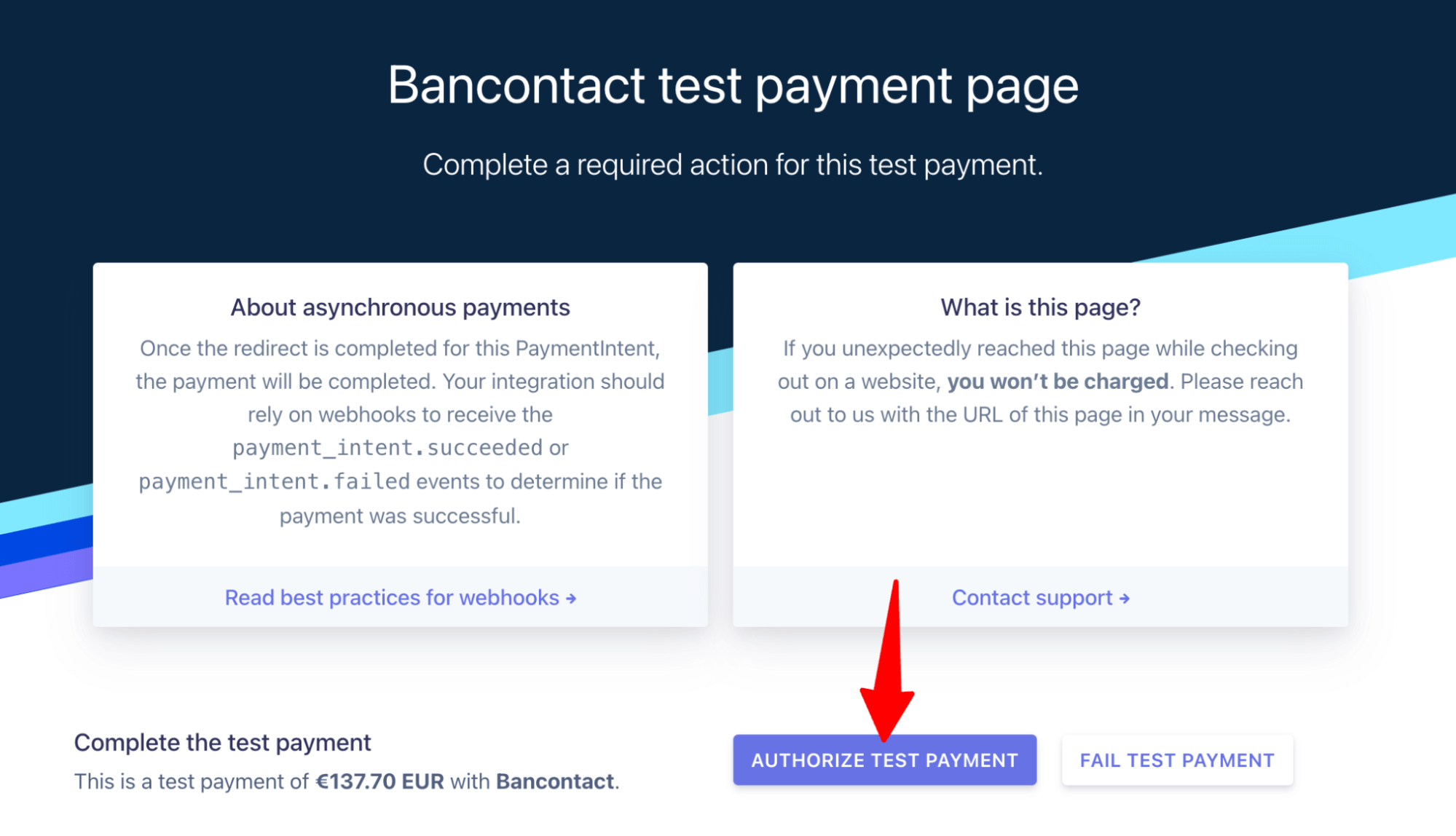 authorize WooCommerce bancontact test order