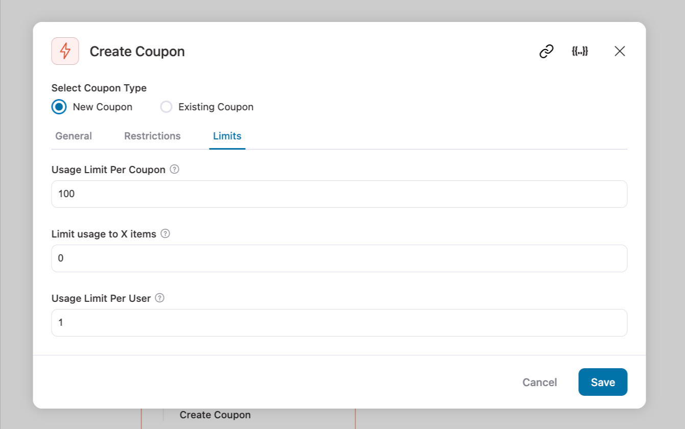 create coupon limit