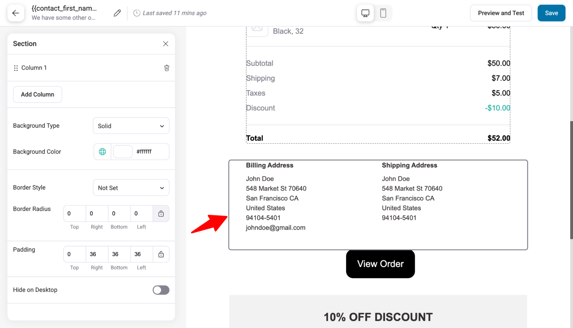 customize billing and shipping address