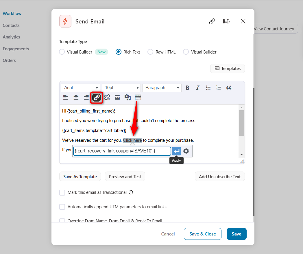 Paste the copied merge tag