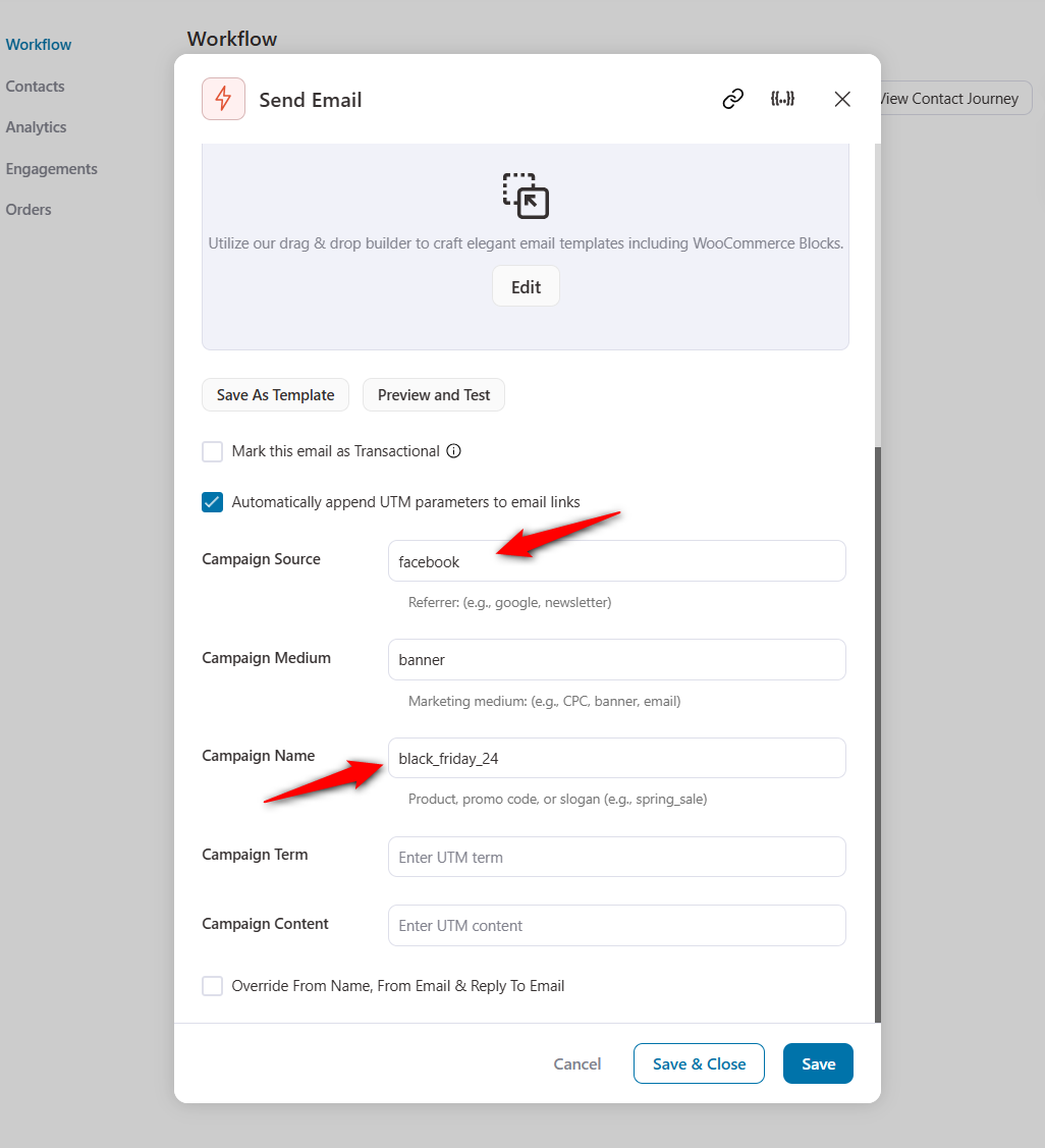 Enter UTM parameters