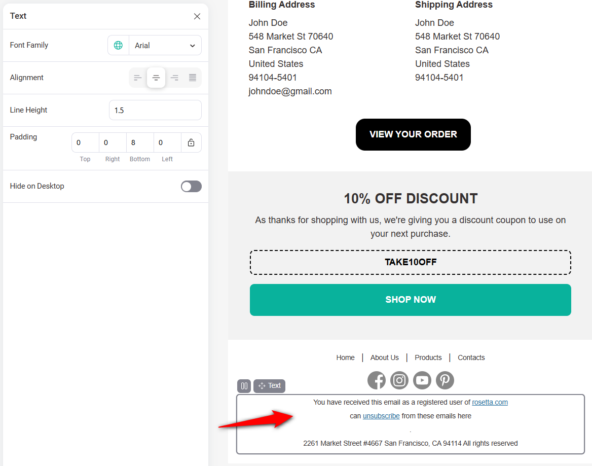 add social links to your woocommerce order confirmation email