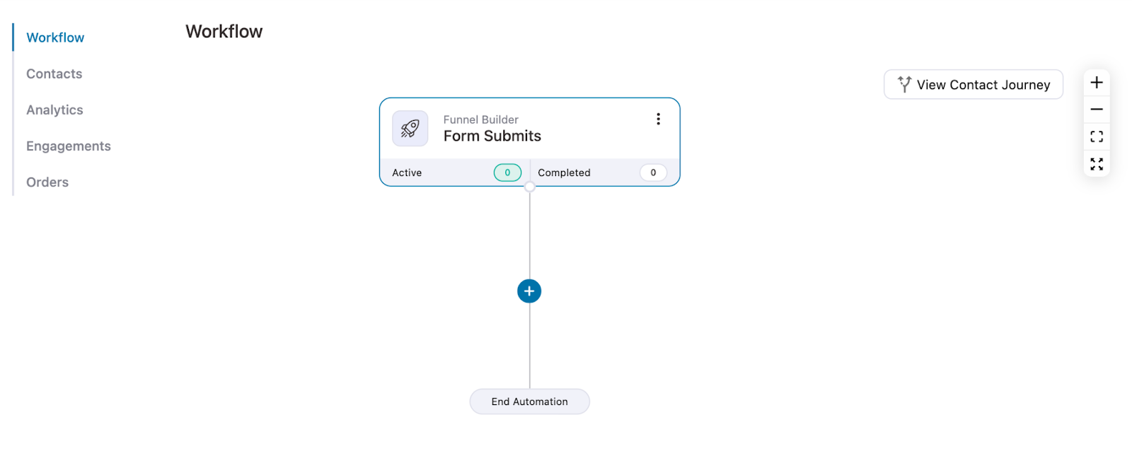 Automation setup with form submit event selected