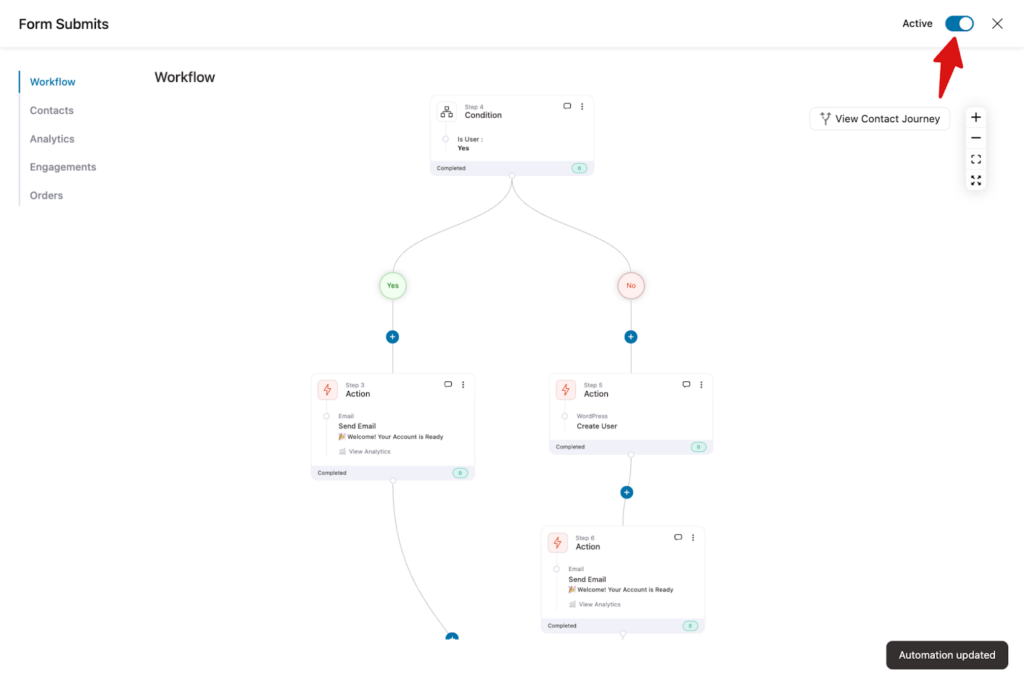 Activating the automation workflow
