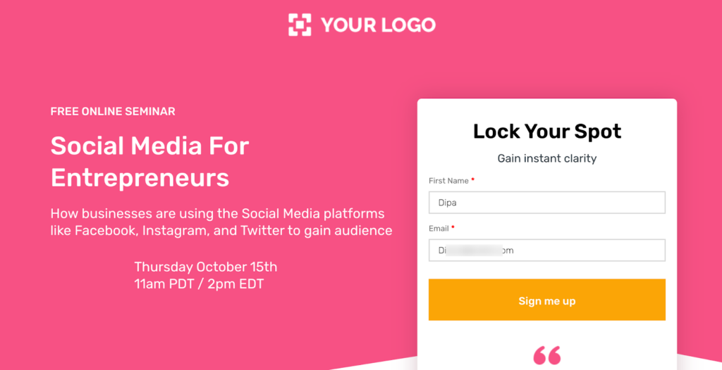 Submitting the opt-in form for testing