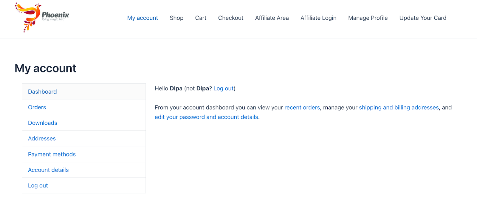 User redirected to My Account page after clicking link trigger