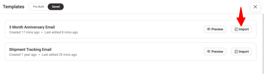 import custom built email template
