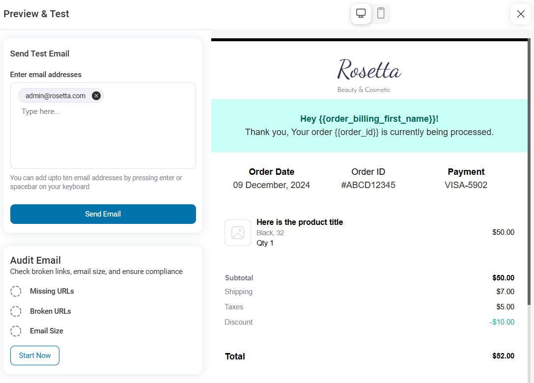 preview and test your woocommerce transactional email