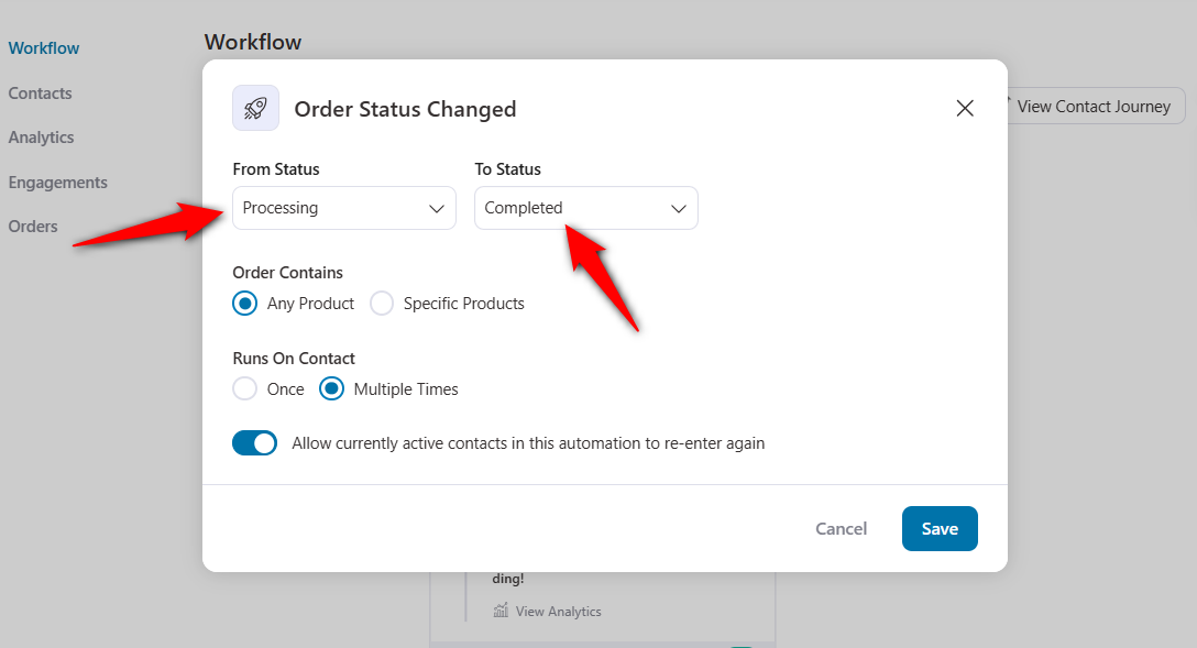 Set the Completed order status from Processing to make it woocommerce order completed delivered notification email
