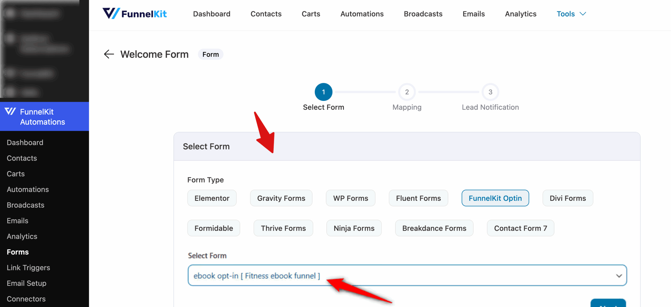 select prebuilt form
