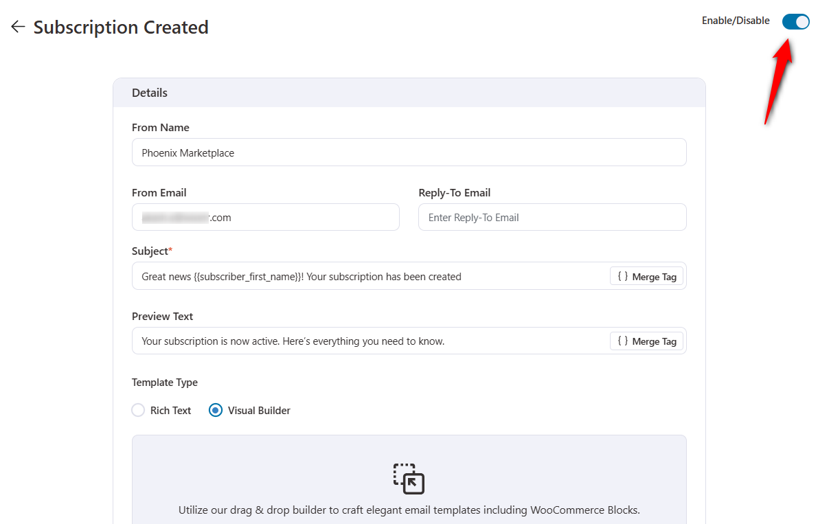 Activate your woocommerce subscription emails notifications
