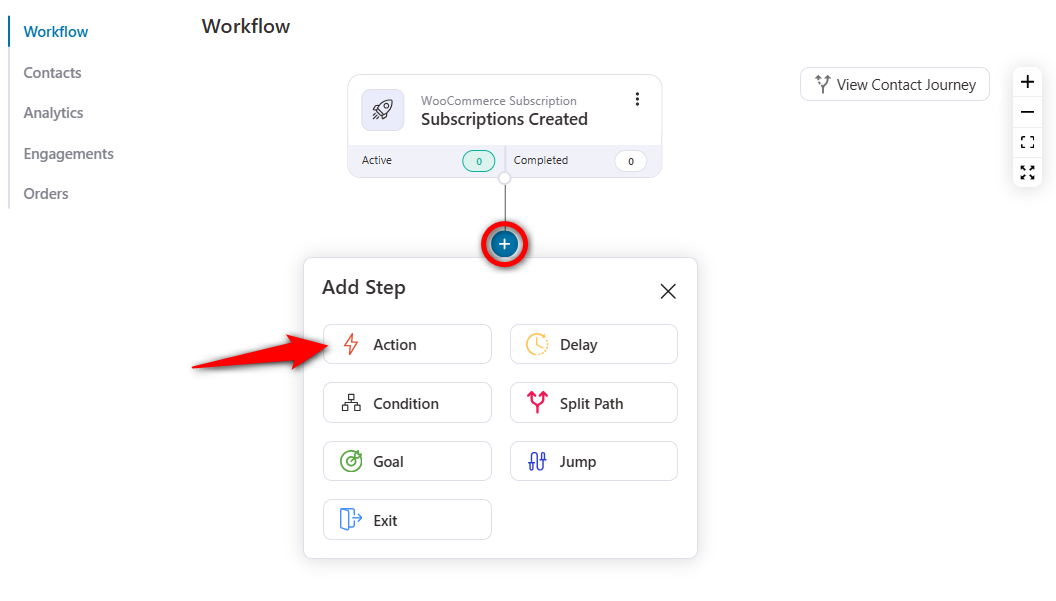 Click on the node and hit the action step to add it to your automation workflow 